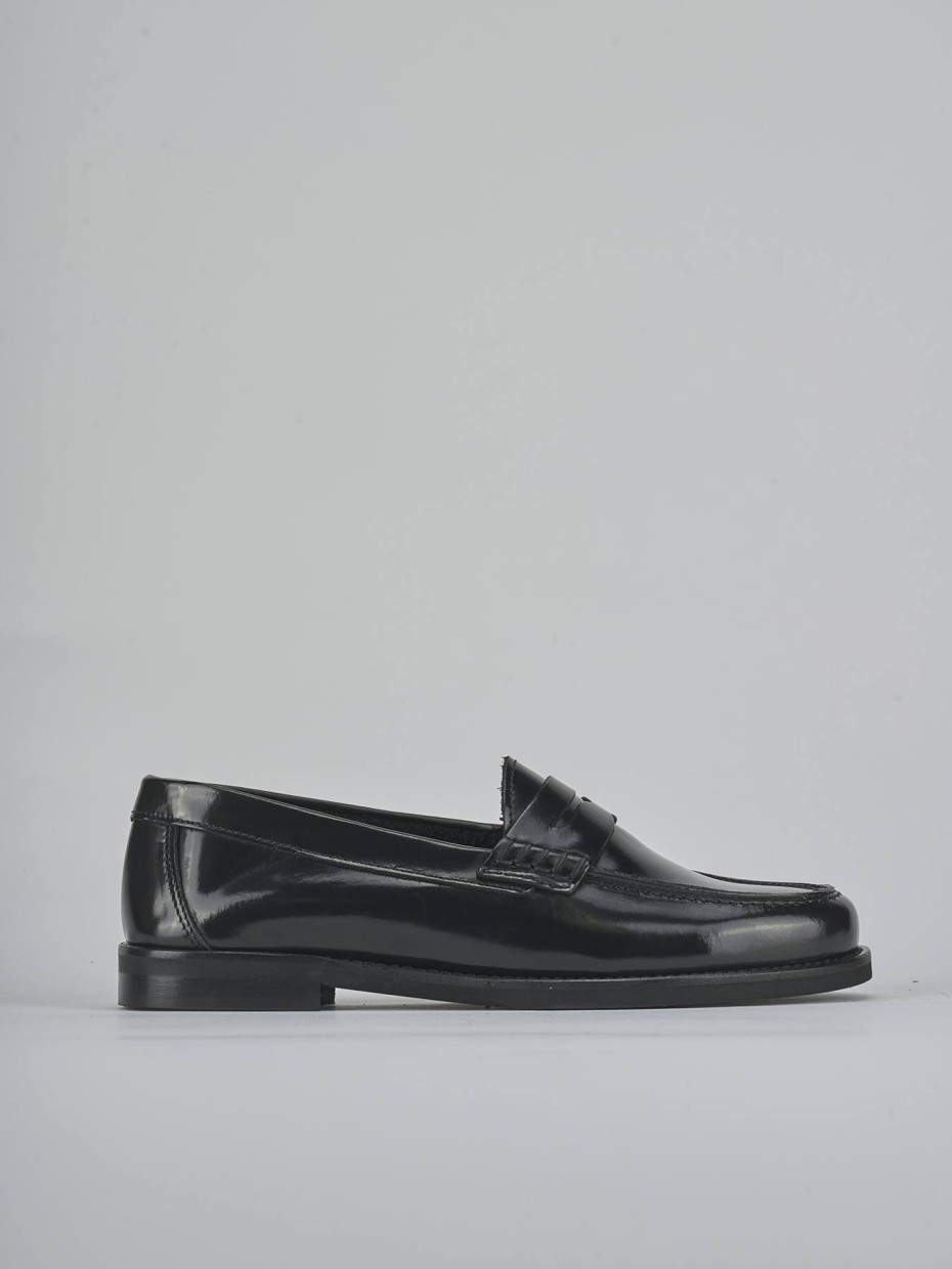 Mocasines tacón 1 cm negro cuero
