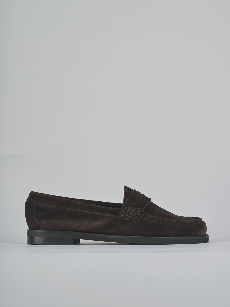Mocasines tacón 1 cm marrón oscuro ante