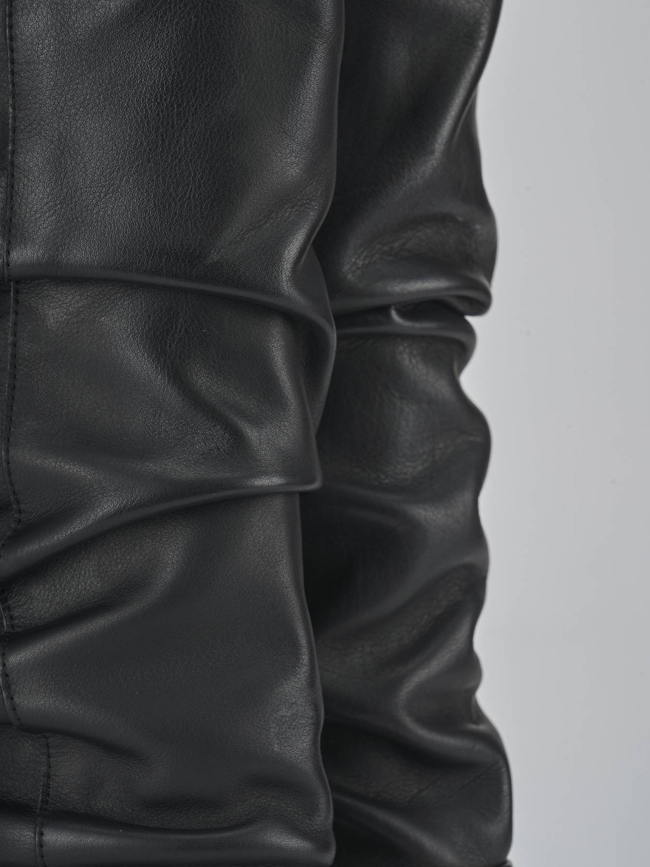 Botas de tacón alto tacón 6 cm negro cuero