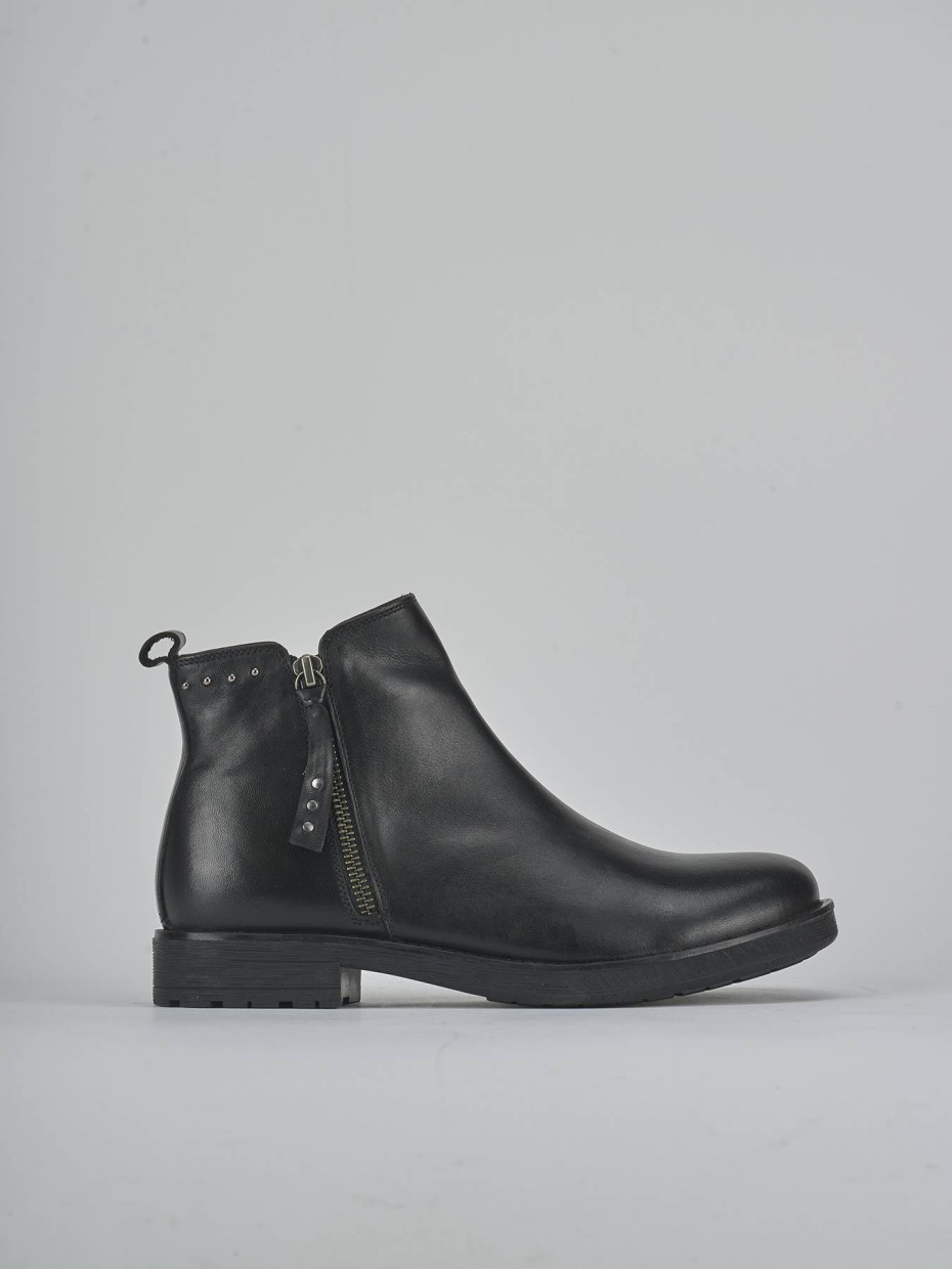 Stivaletti tacco 1cm pelle nero