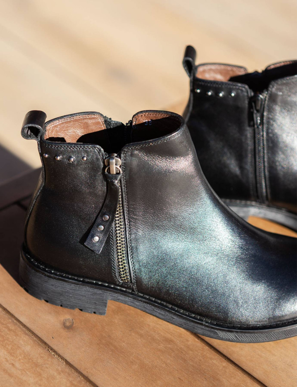 Stivaletti tacco 1cm pelle nero