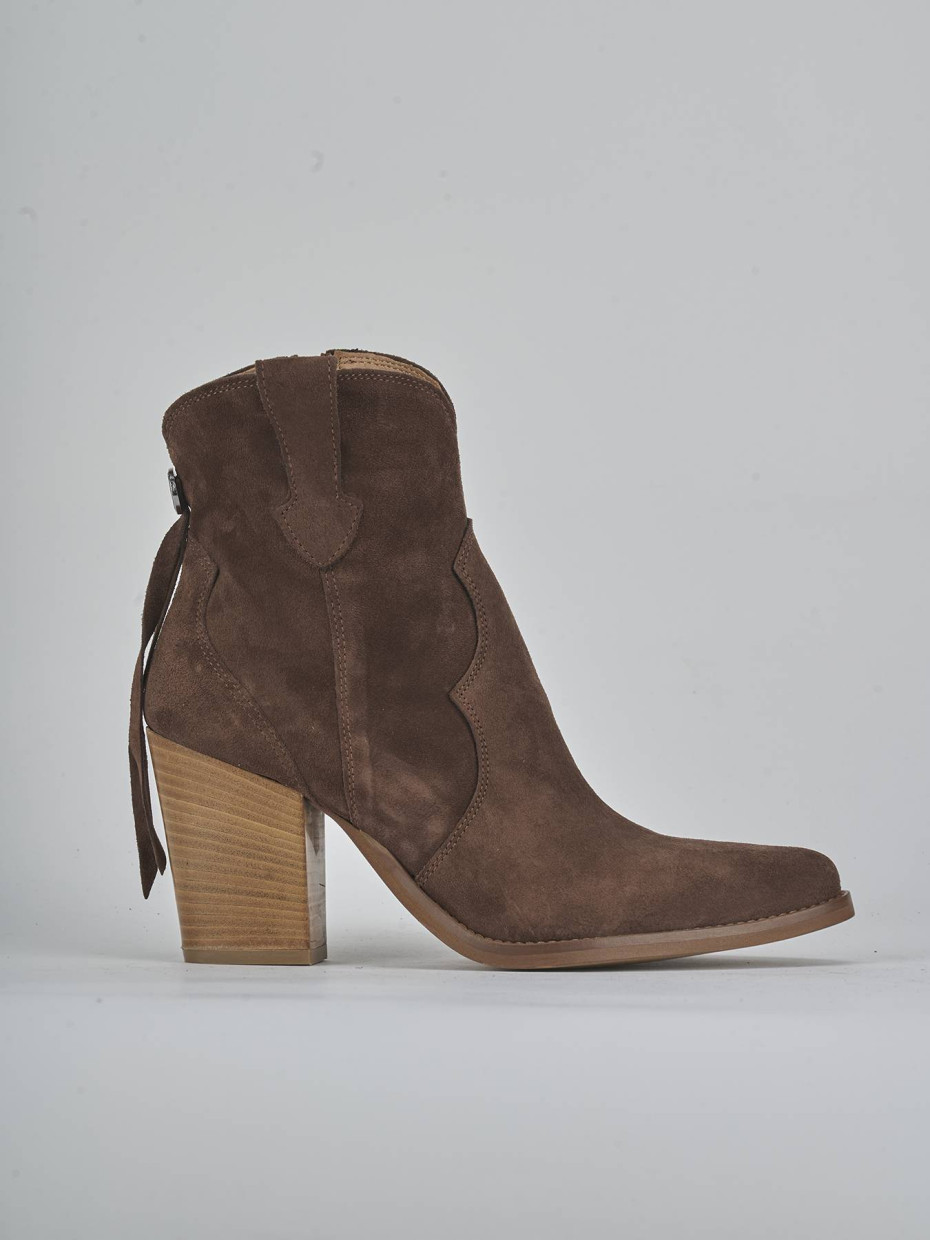 Botines de tacón alto tacón 7 cm marrón oscuro ante
