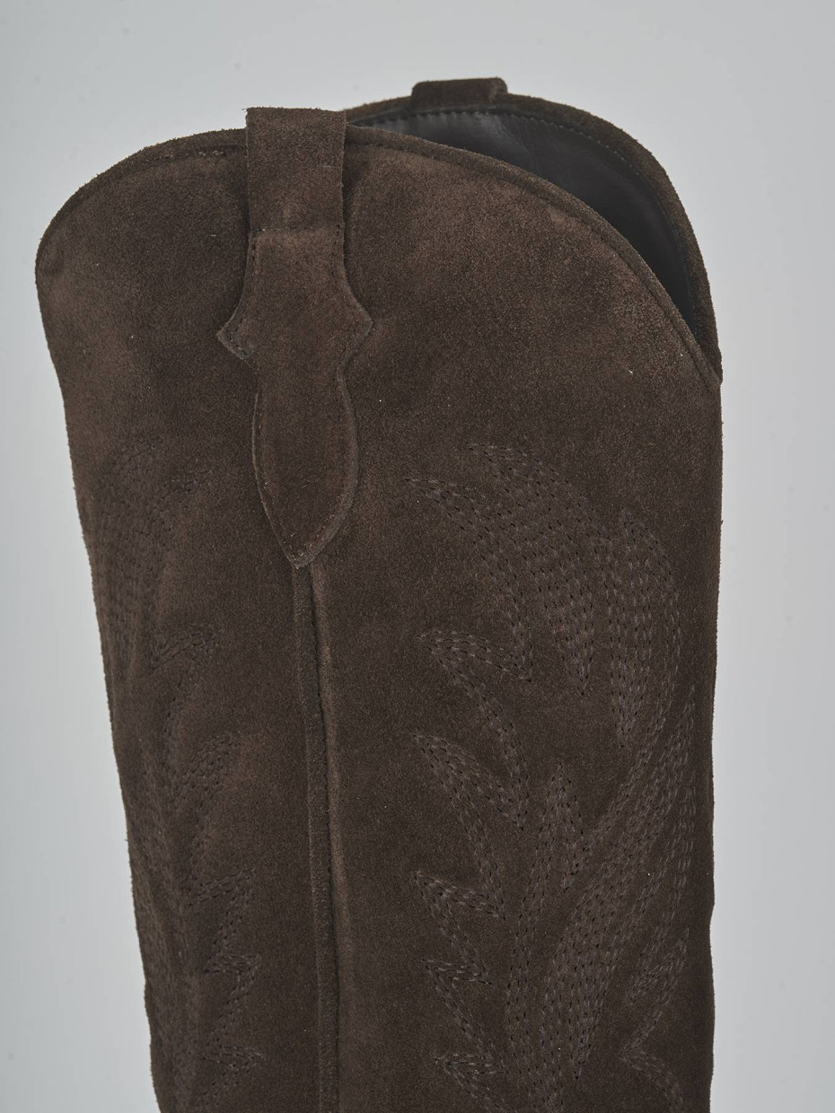 High heel boots heel 9 cm dark brown suede
