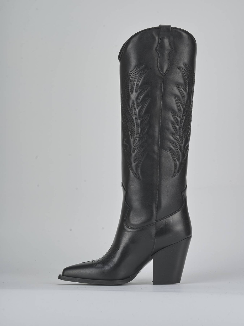 Stivali tacco 8cm pelle nero