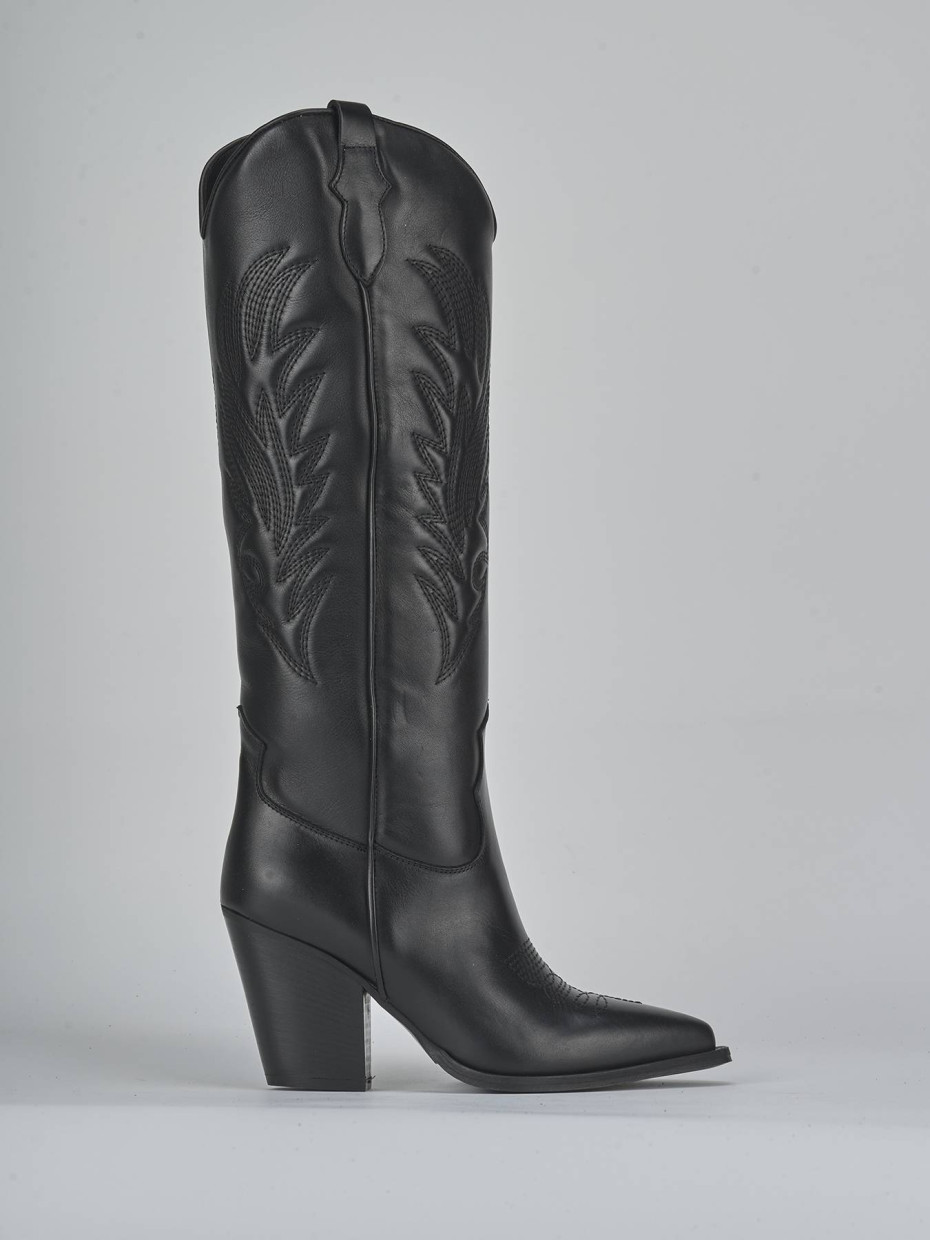 Stivali tacco 8cm pelle nero
