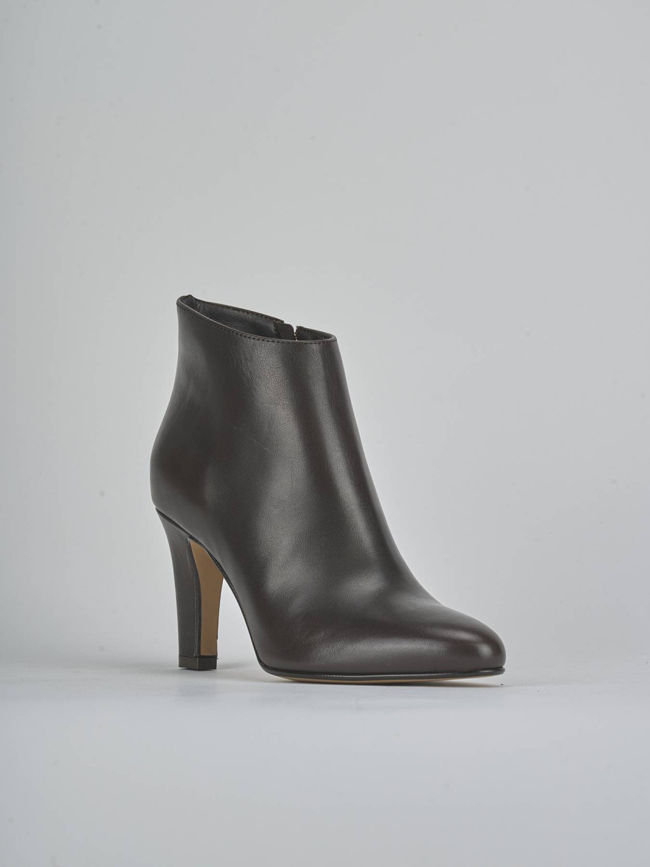 Botines de tacón alto tacón 8 cm marrón oscuro cuero