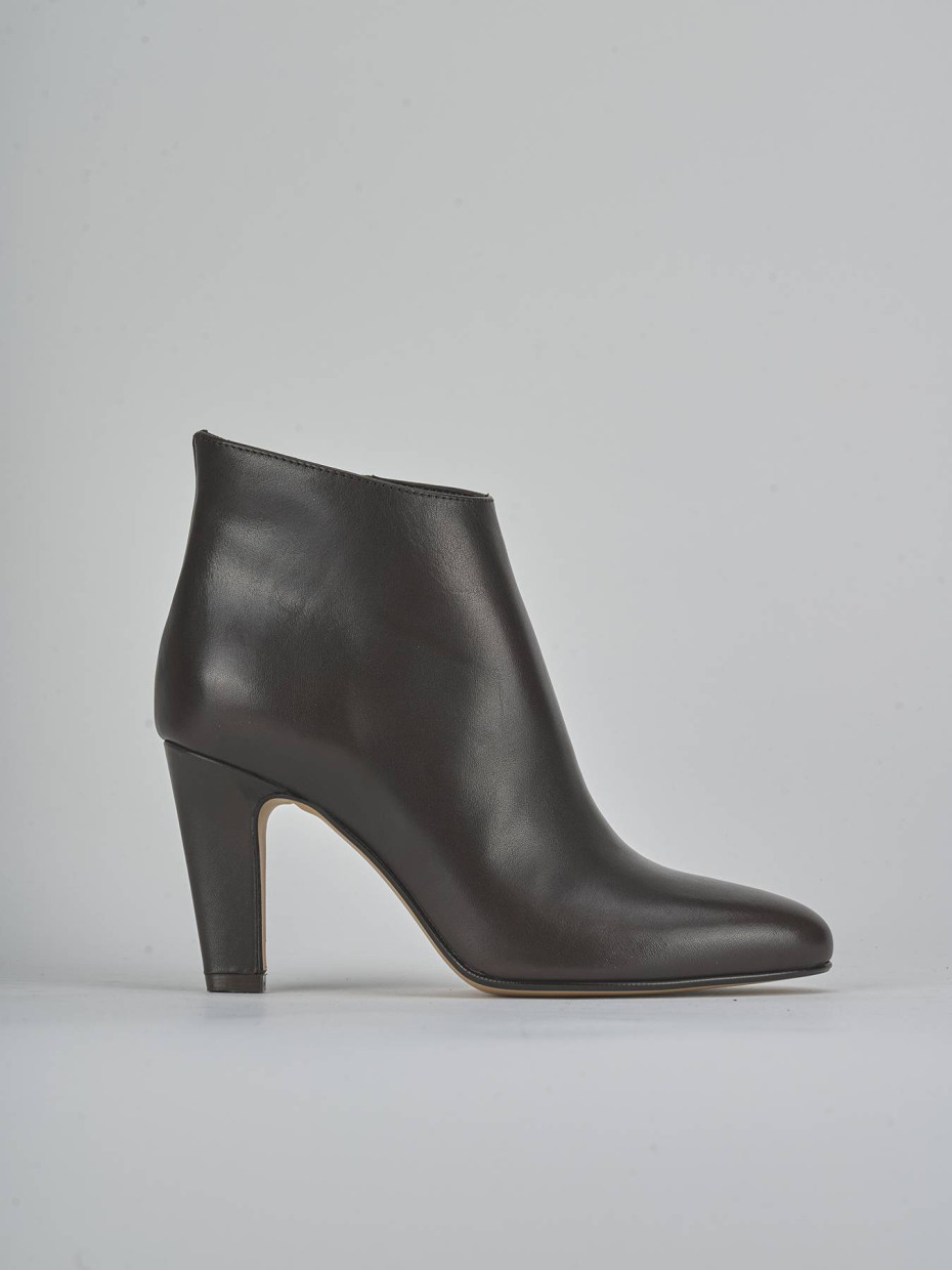 Botines de tacón alto tacón 8 cm marrón oscuro cuero