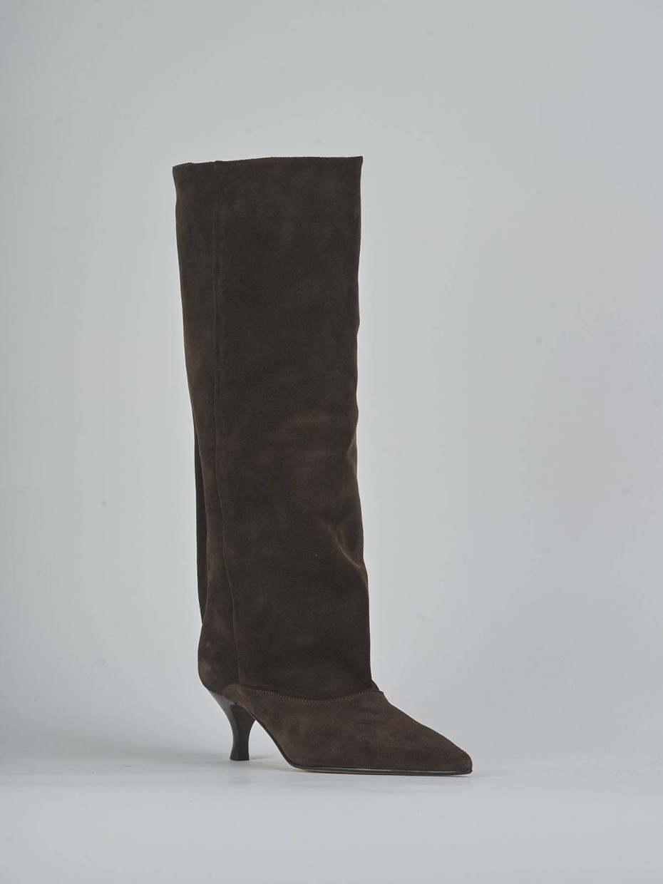 Stivali tacco 5cm camoscio testa
