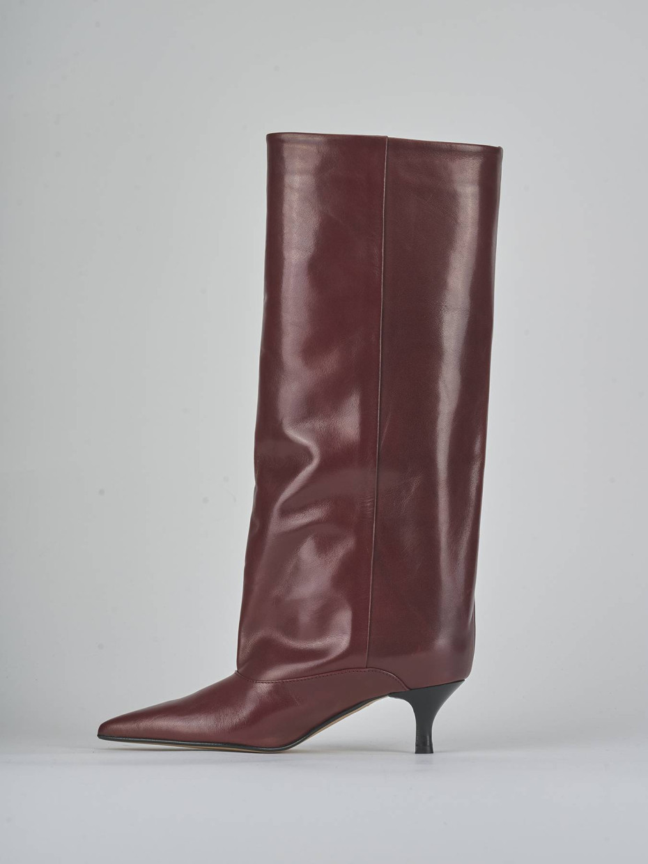 High heel boots heel 5 cm bordeaux leather
