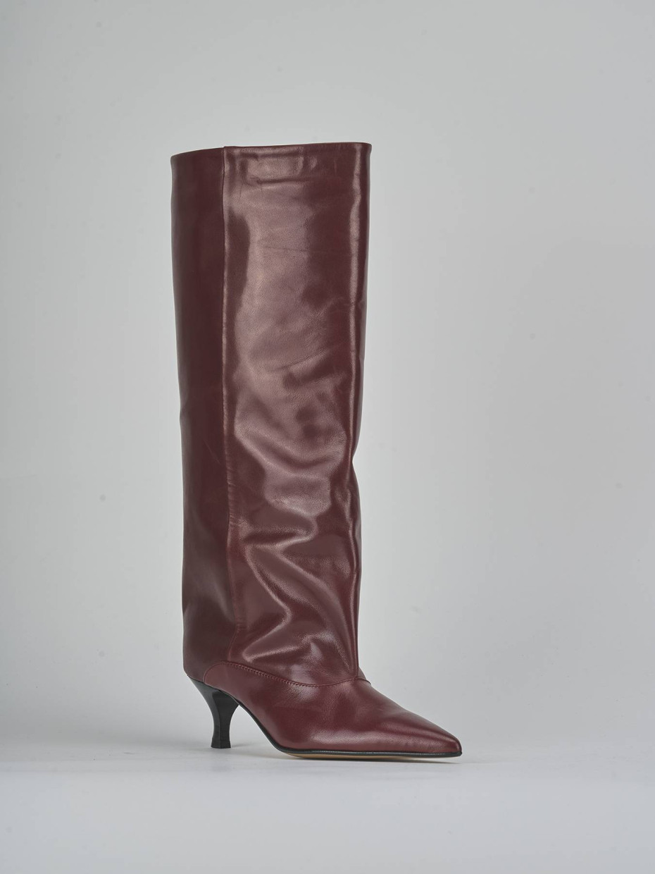High heel boots heel 5 cm bordeaux leather
