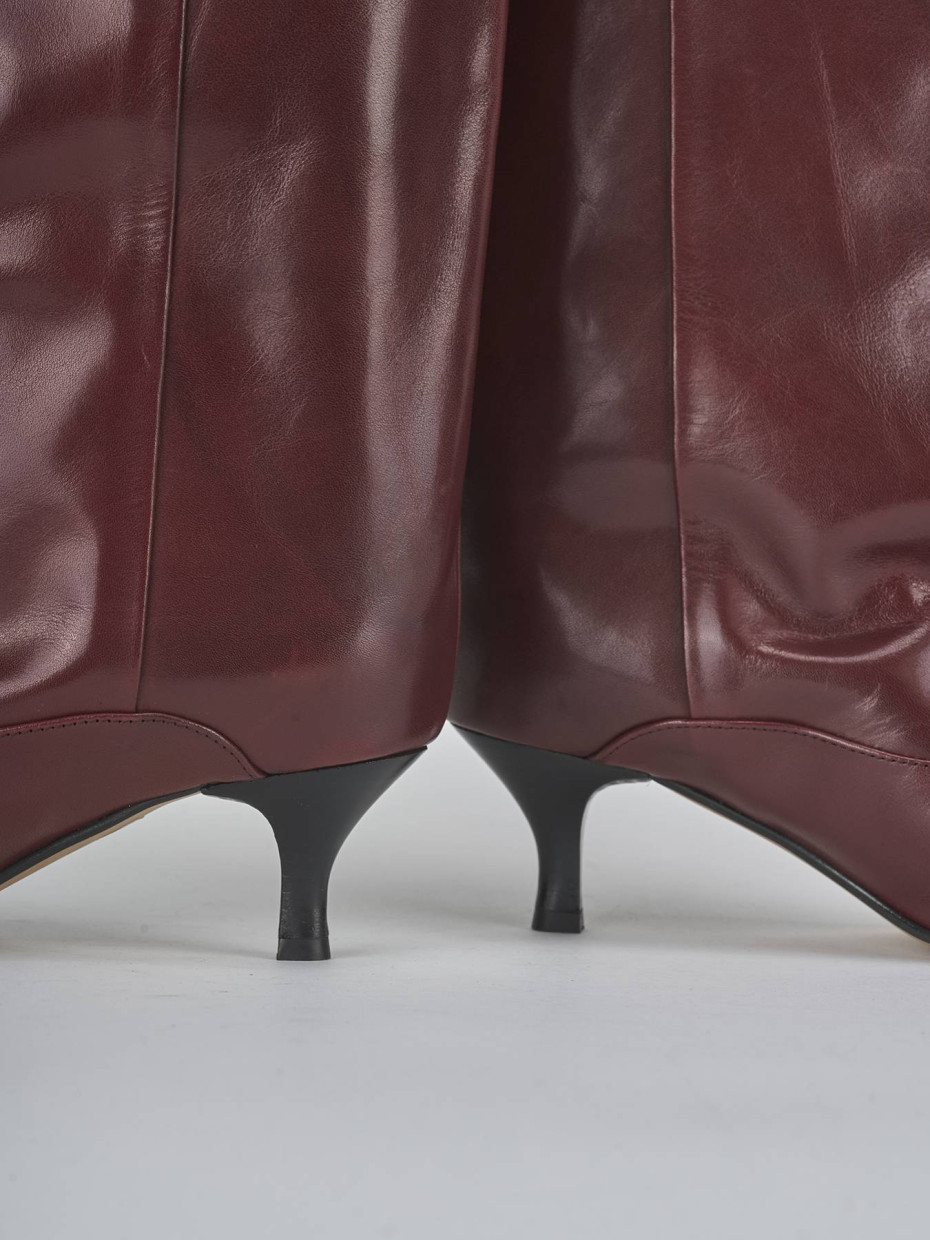 High heel boots heel 5 cm bordeaux leather