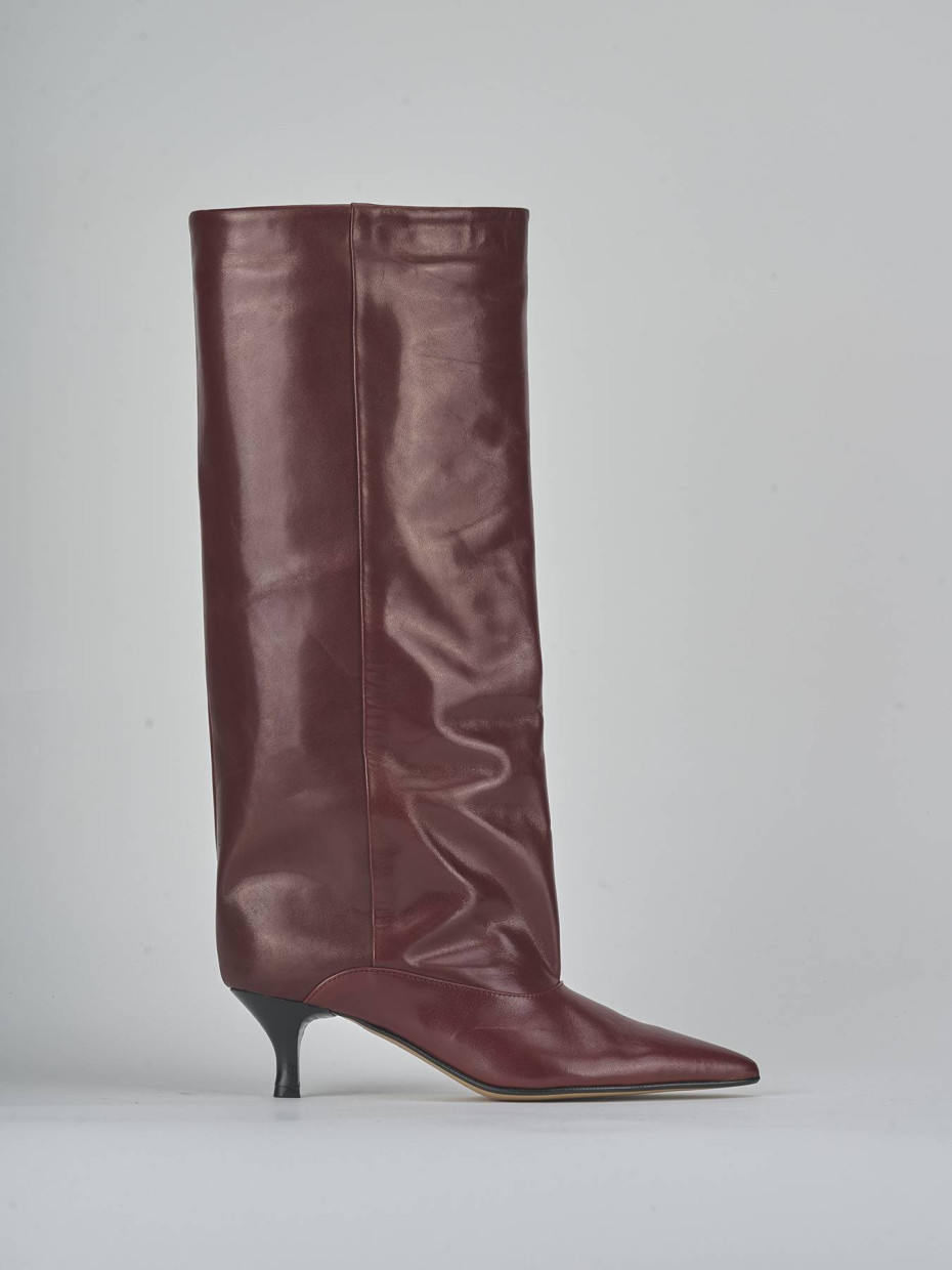 High heel boots heel 5 cm bordeaux leather