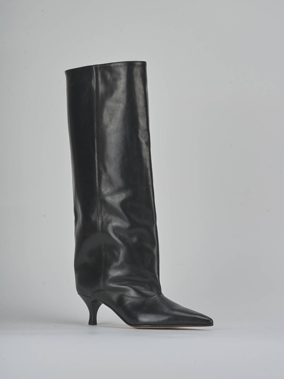 High heel boots heel 5 cm black leather