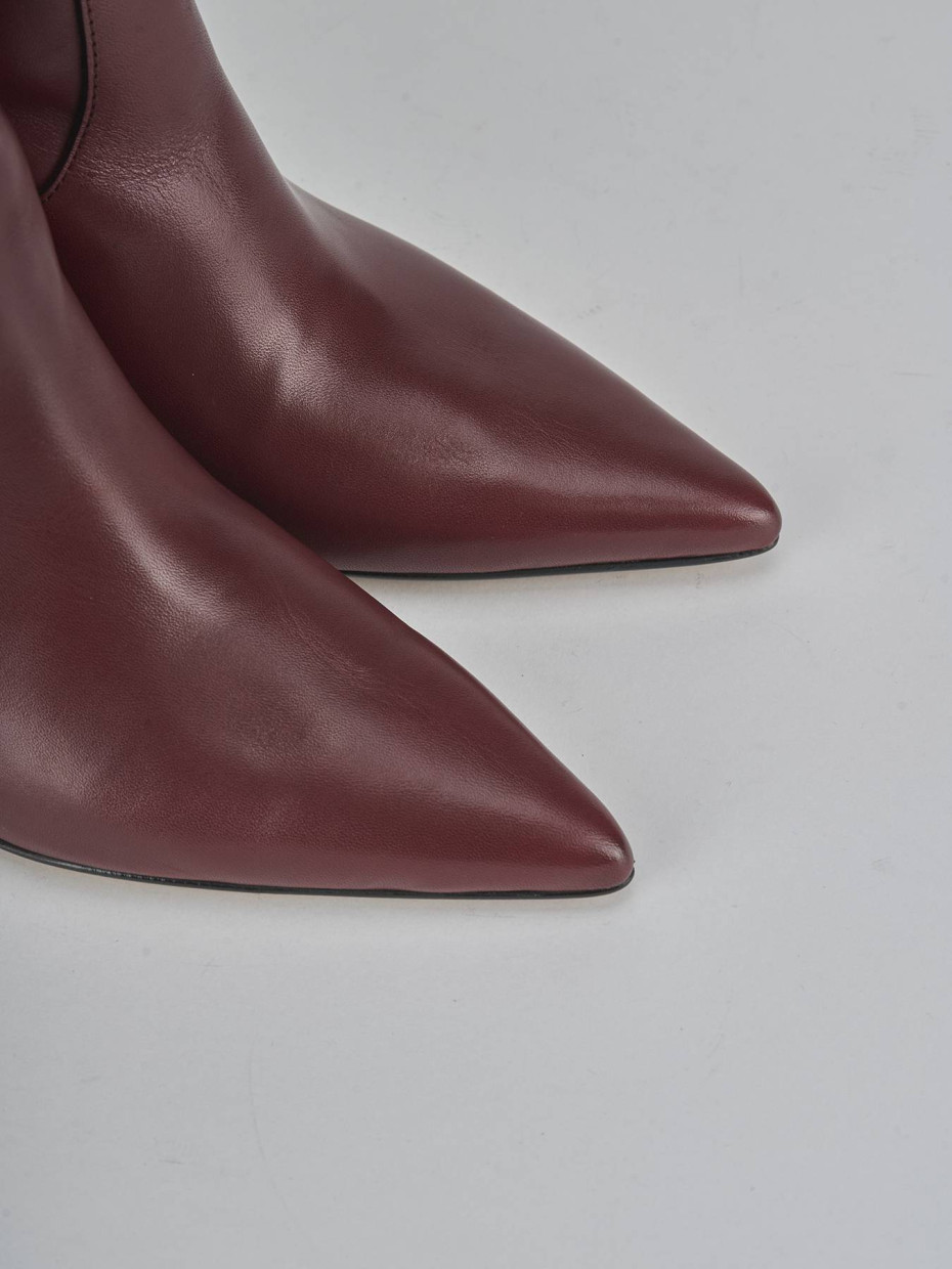 Botas de tacón alto tacón 5 cm burdeos cuero