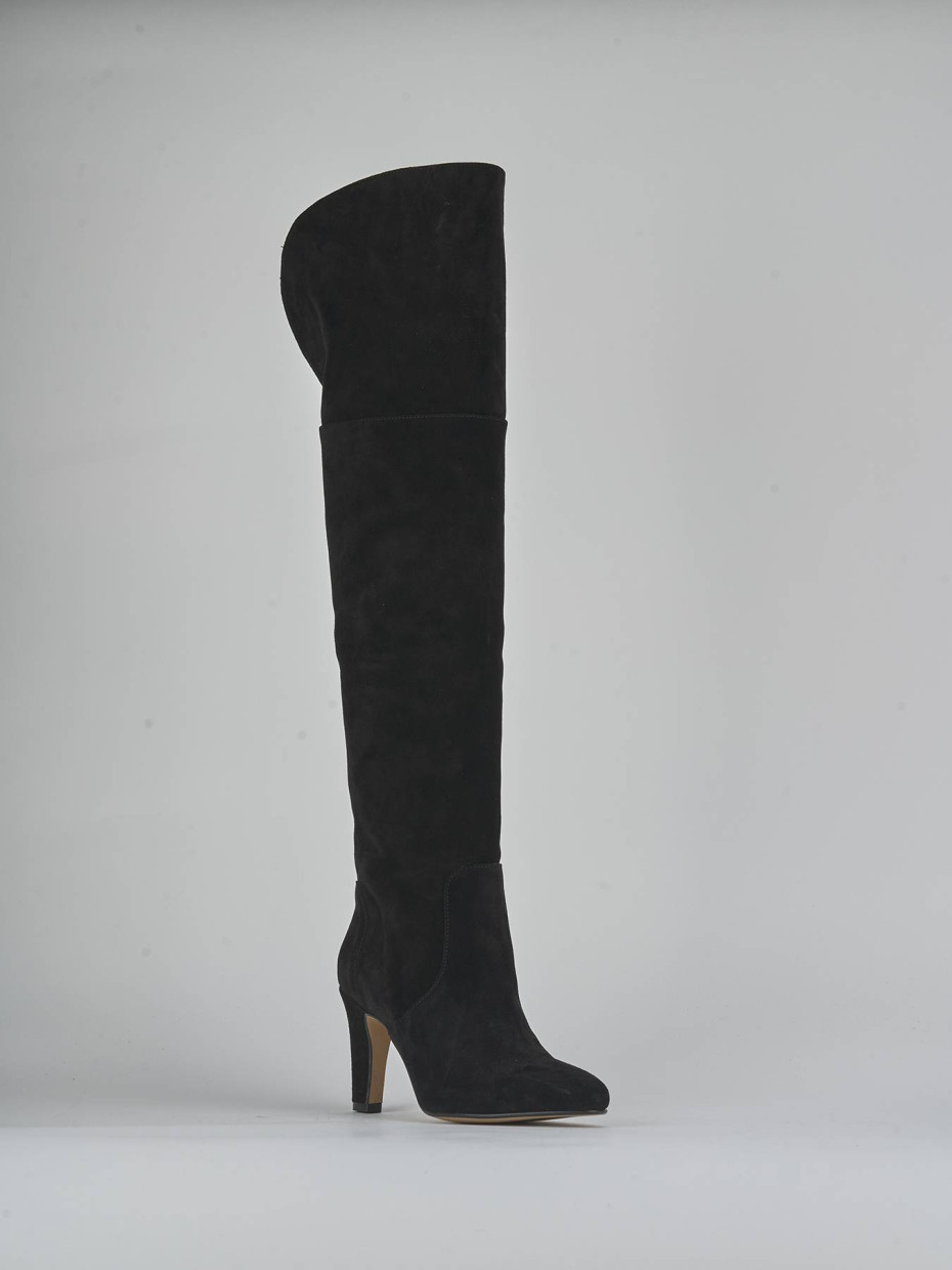 Botas de tacón alto tacón 8 cm negro ante
