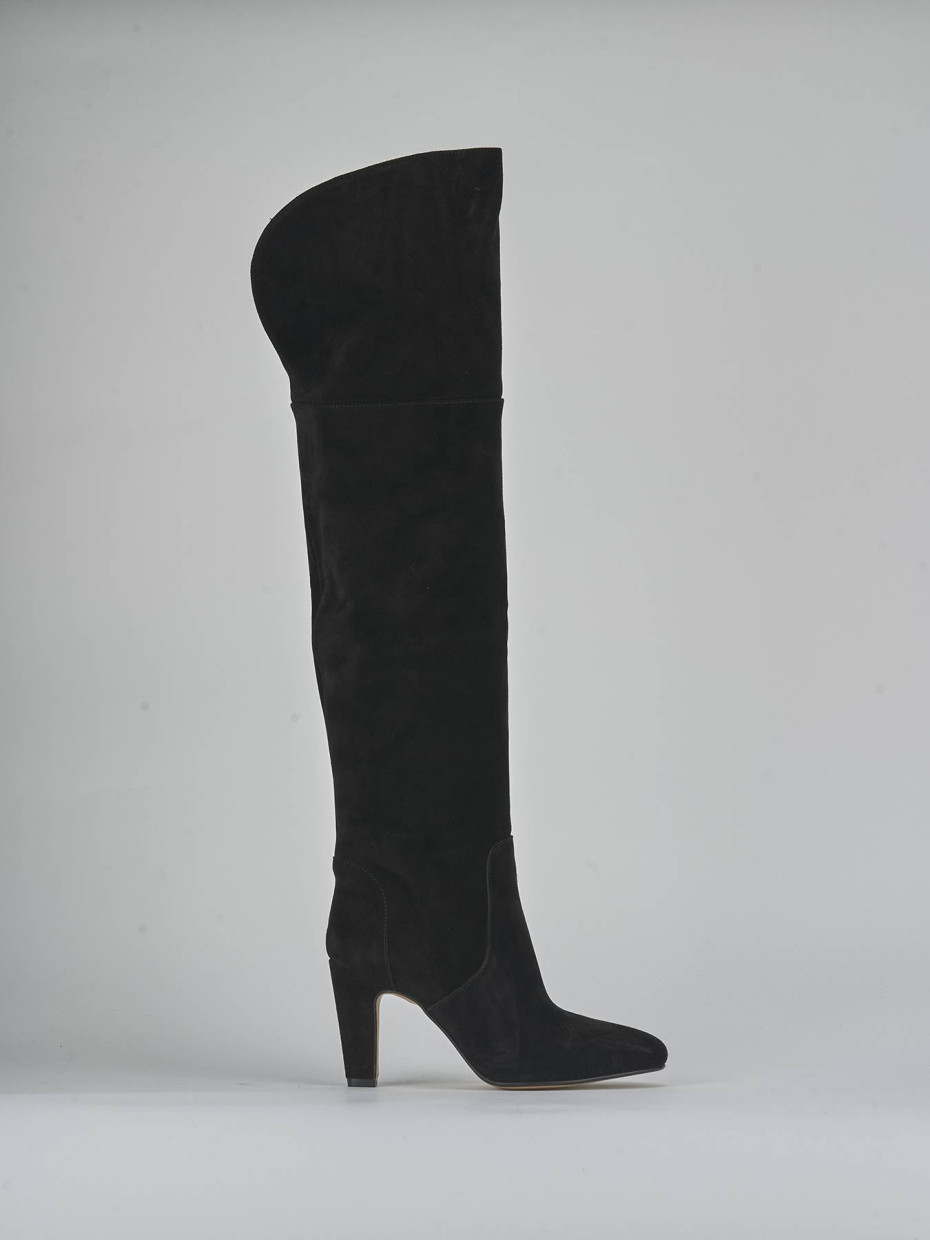 Botas de tacón alto tacón 8 cm negro ante