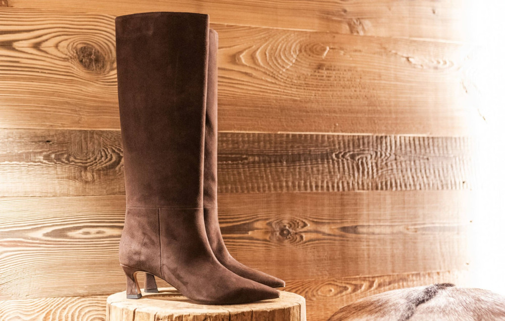 Botas de tacón alto tacón 6 cm marrón oscuro ante