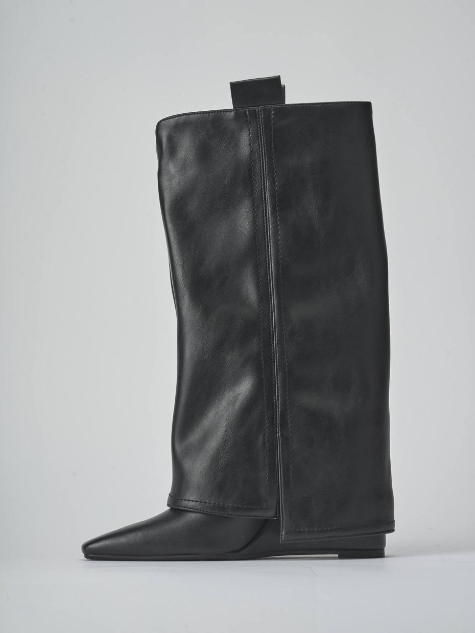 Stivali tacco 10cm pelle sostenibile nero