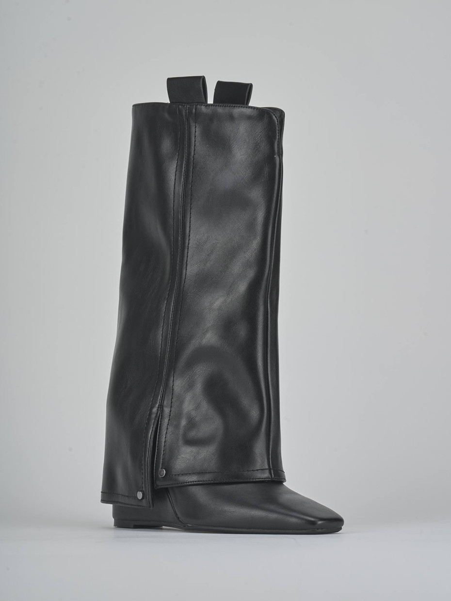 Stivali tacco 10cm pelle sostenibile nero