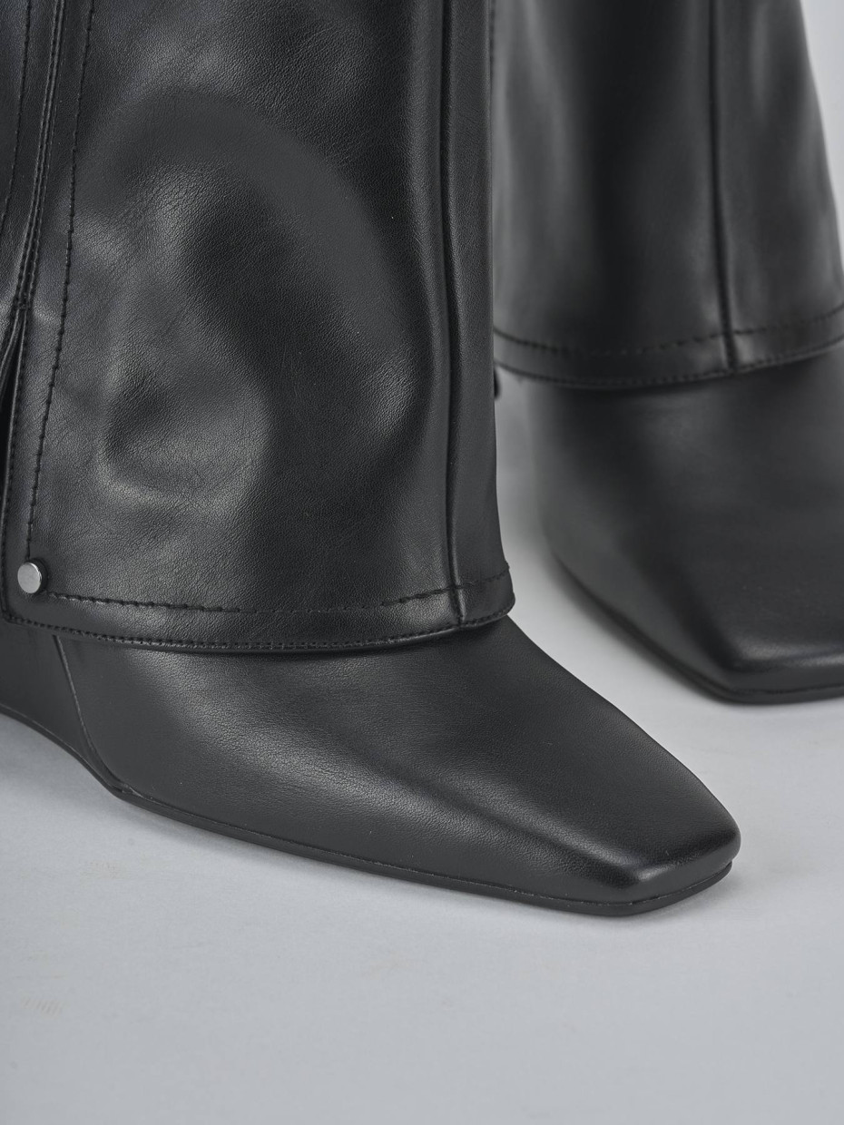 Stivali tacco 10cm pelle sostenibile nero