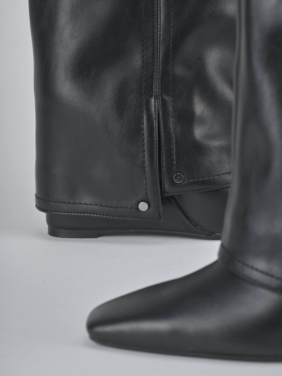 Stivali tacco 10cm pelle sostenibile nero