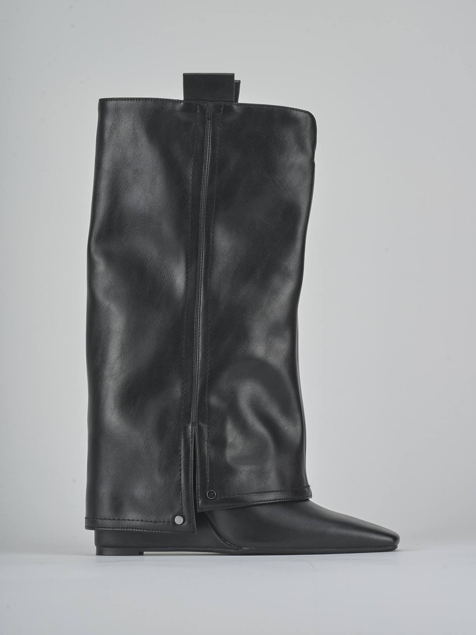Stivali tacco 10cm pelle sostenibile nero