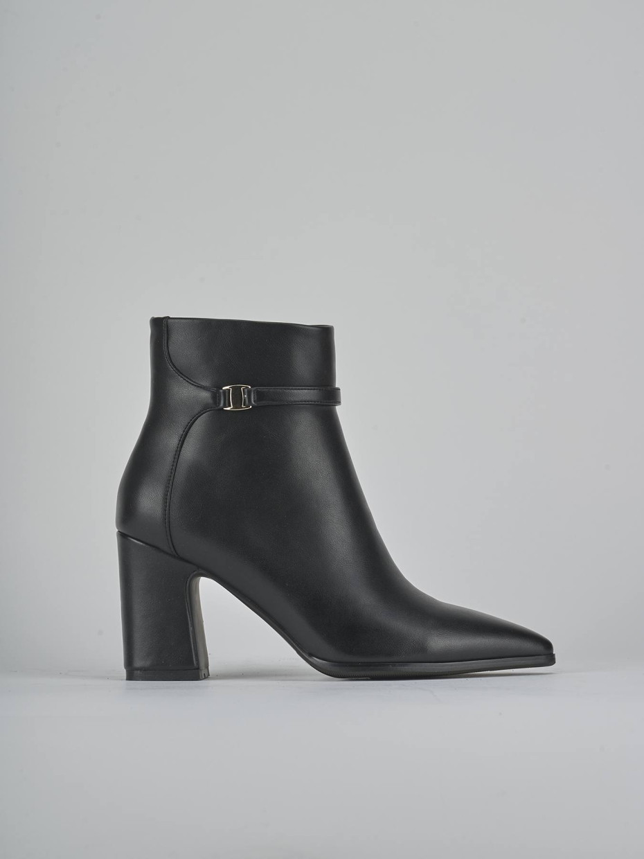 Stivaletti tacco 9cm pelle sostenibile nero