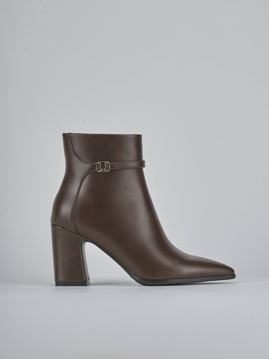 Botines de tacón alto tacón 9 cm marrón oscuro pelle sostenibile