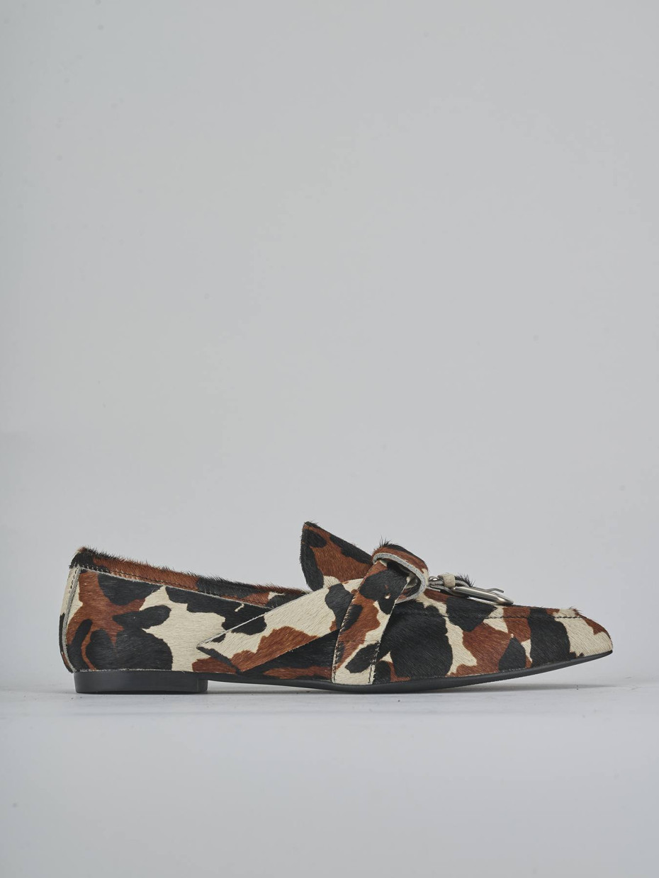 Mocasines tacón 1 cm multicolor cuero de vaca con pelo