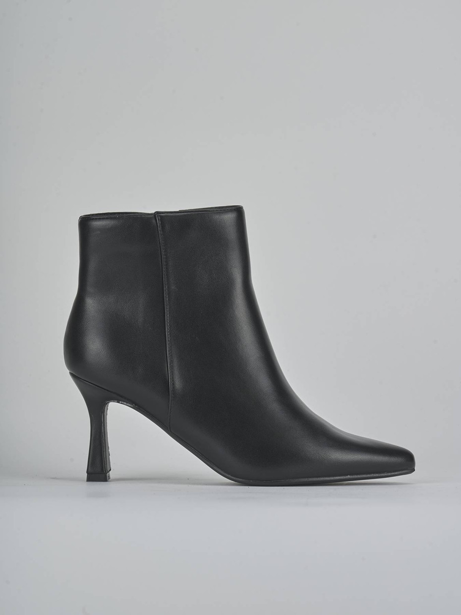 Stivaletti tacco 7cm pelle sostenibile nero