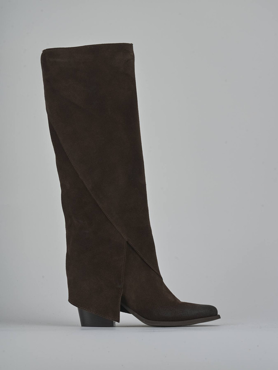 Stivali tacco 8cm camoscio testa