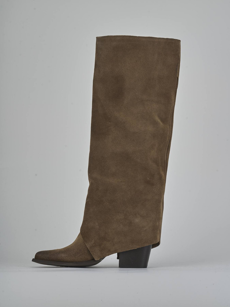 Stivali tacco 8cm camoscio beige
