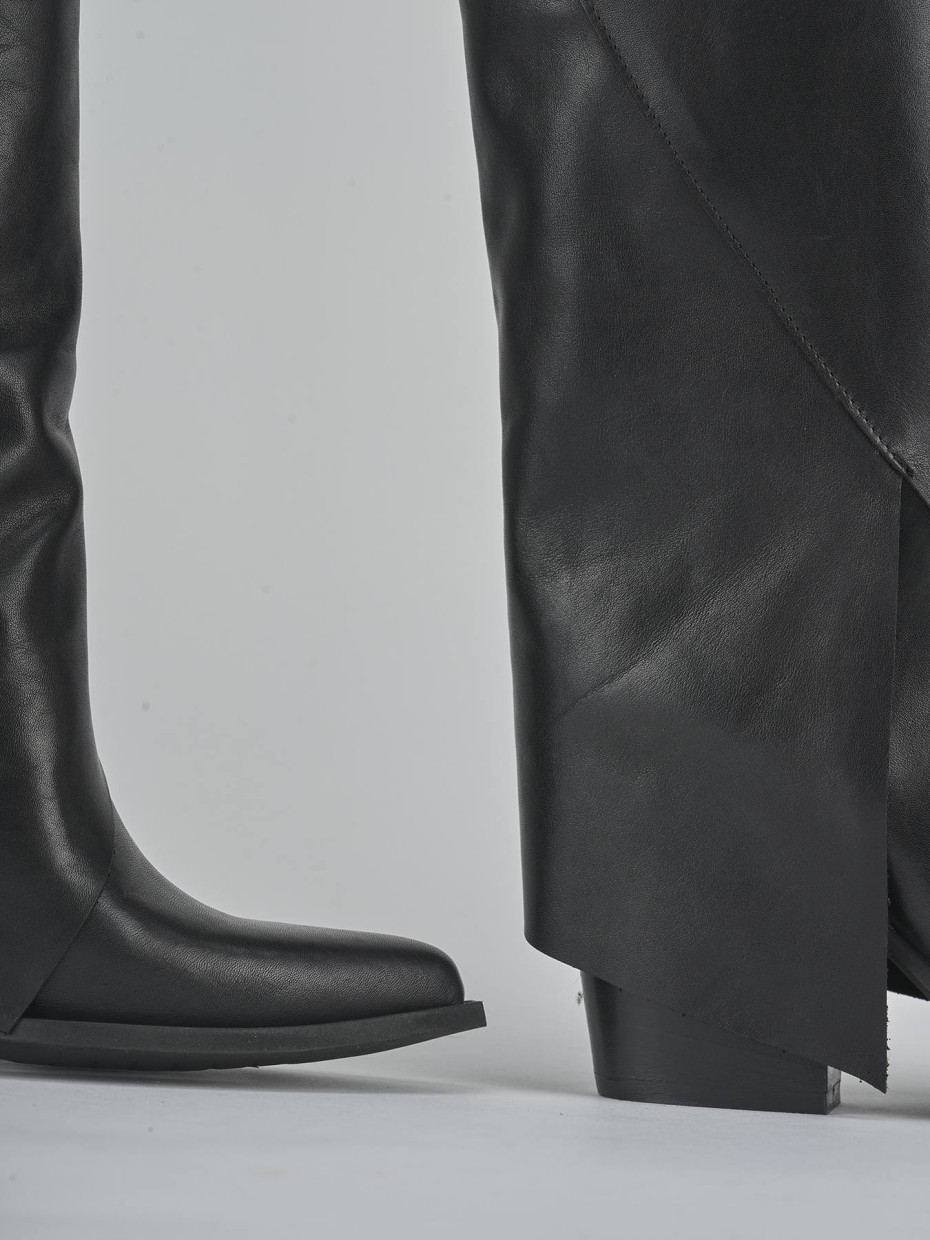 Stivali tacco 8cm pelle nero