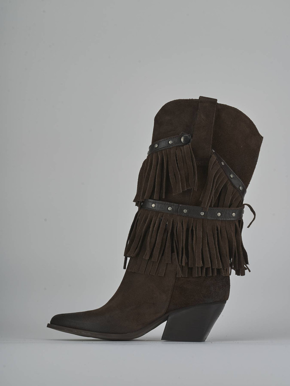 High heel boots heel 9 cm dark brown suede