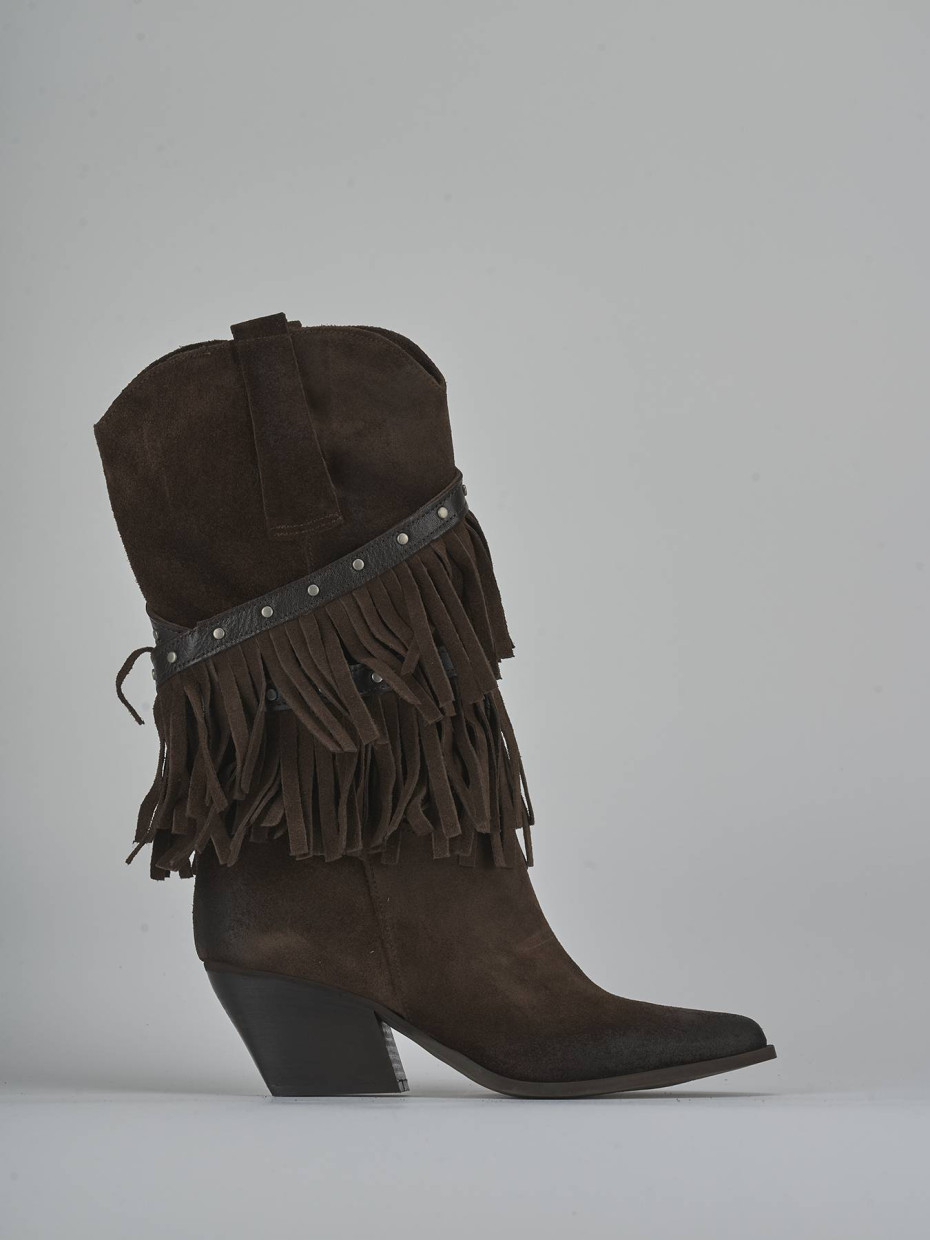 High heel boots heel 9 cm dark brown suede
