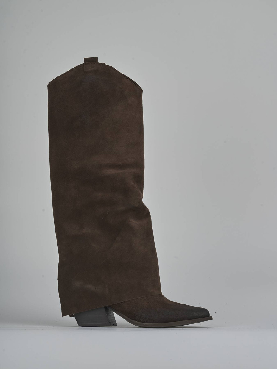 Stivali tacco 6cm camoscio testa