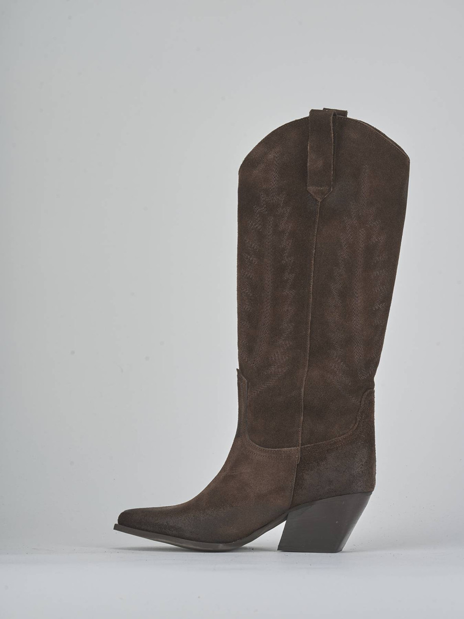 Stivali tacco 6cm camoscio testa