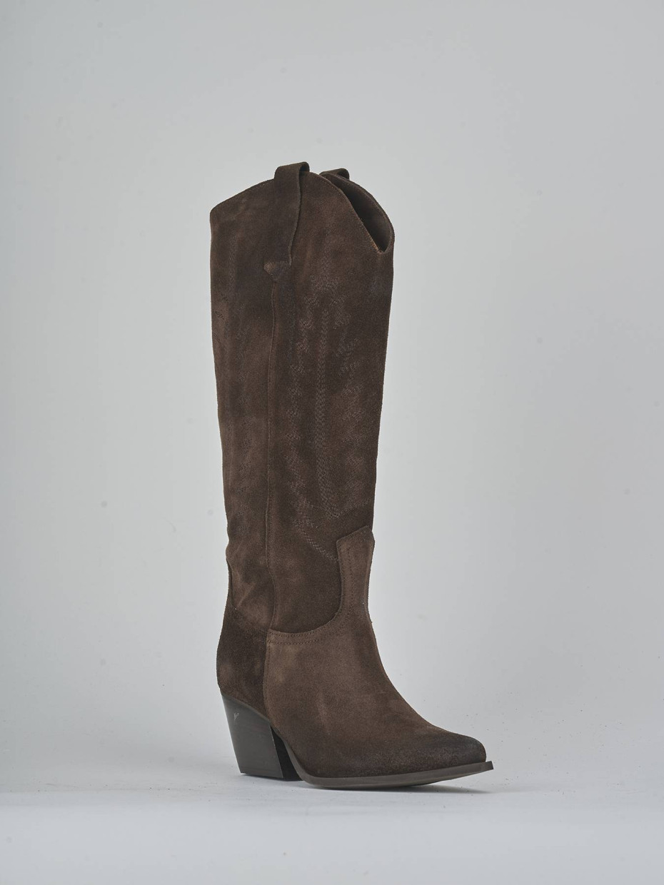 Stivali tacco 6cm camoscio testa
