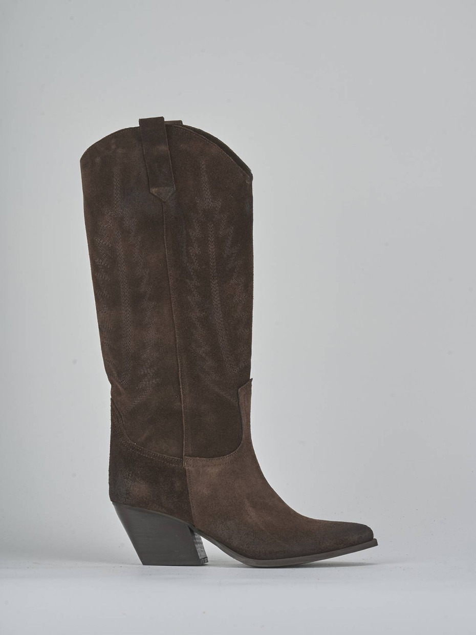 Stivali tacco 6cm camoscio testa