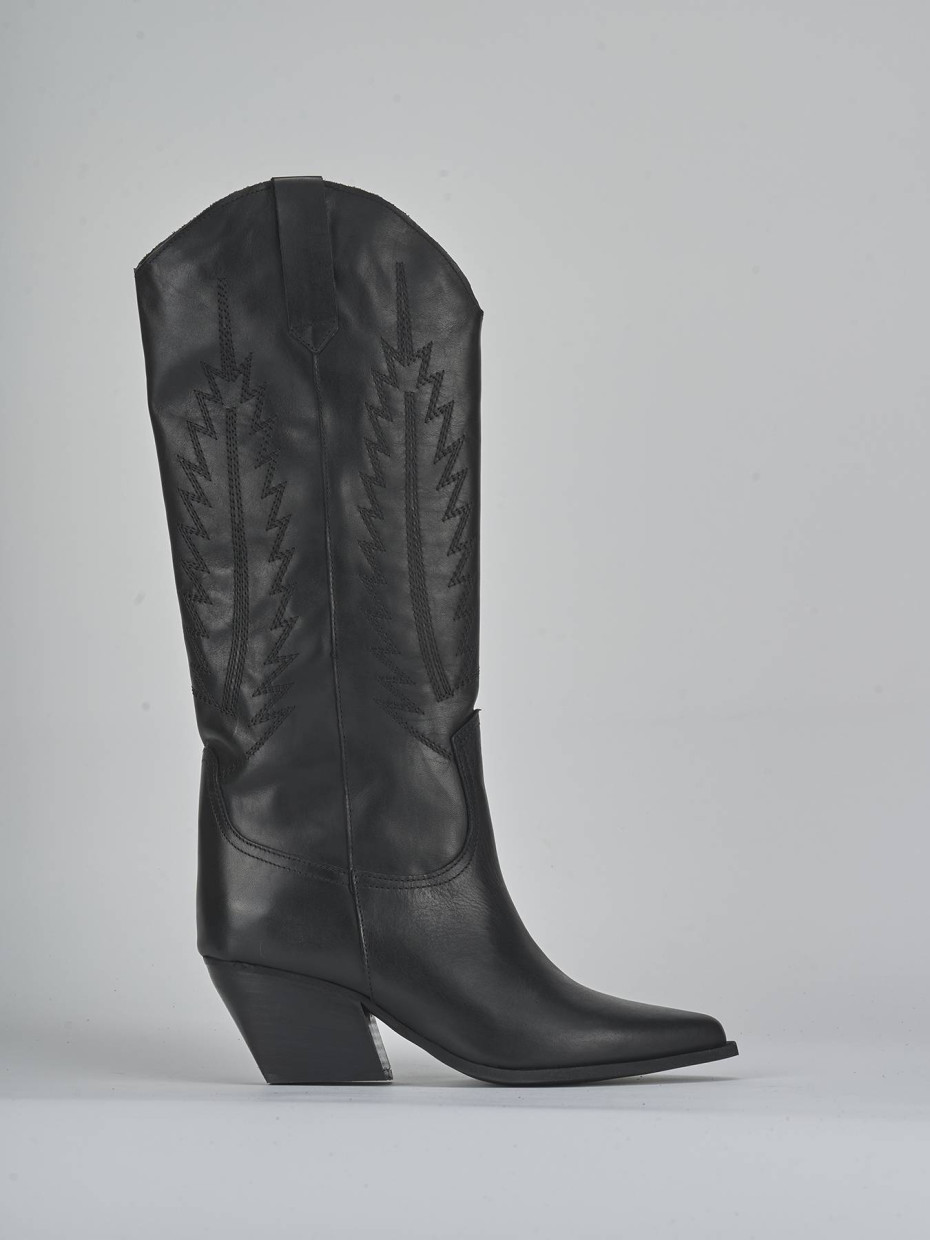 Stivali tacco 6cm pelle nero