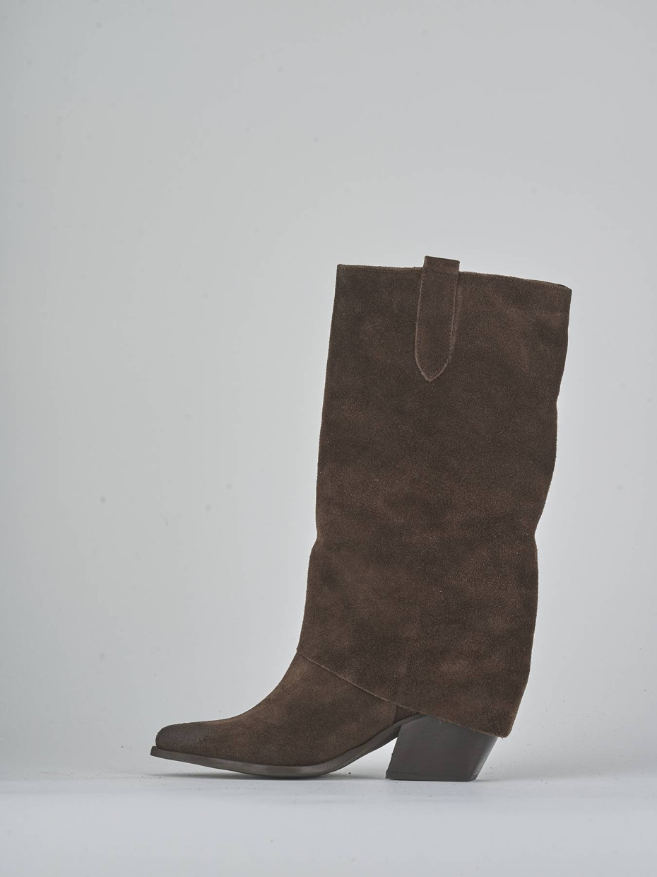 Stivali tacco 6cm camoscio testa