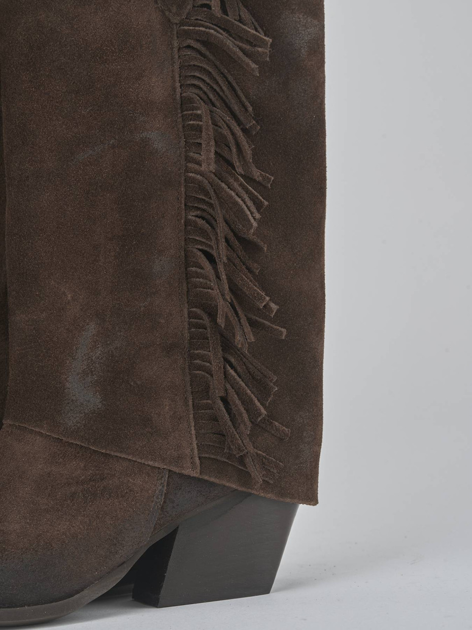 Stivali tacco 6cm camoscio testa