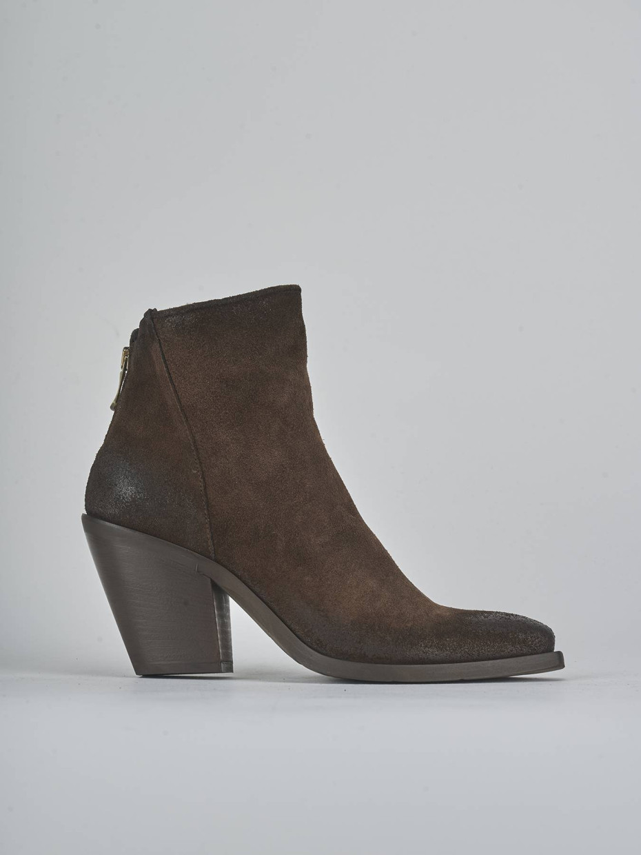 Botines de tacón alto tacón 8 cm marrón oscuro ante