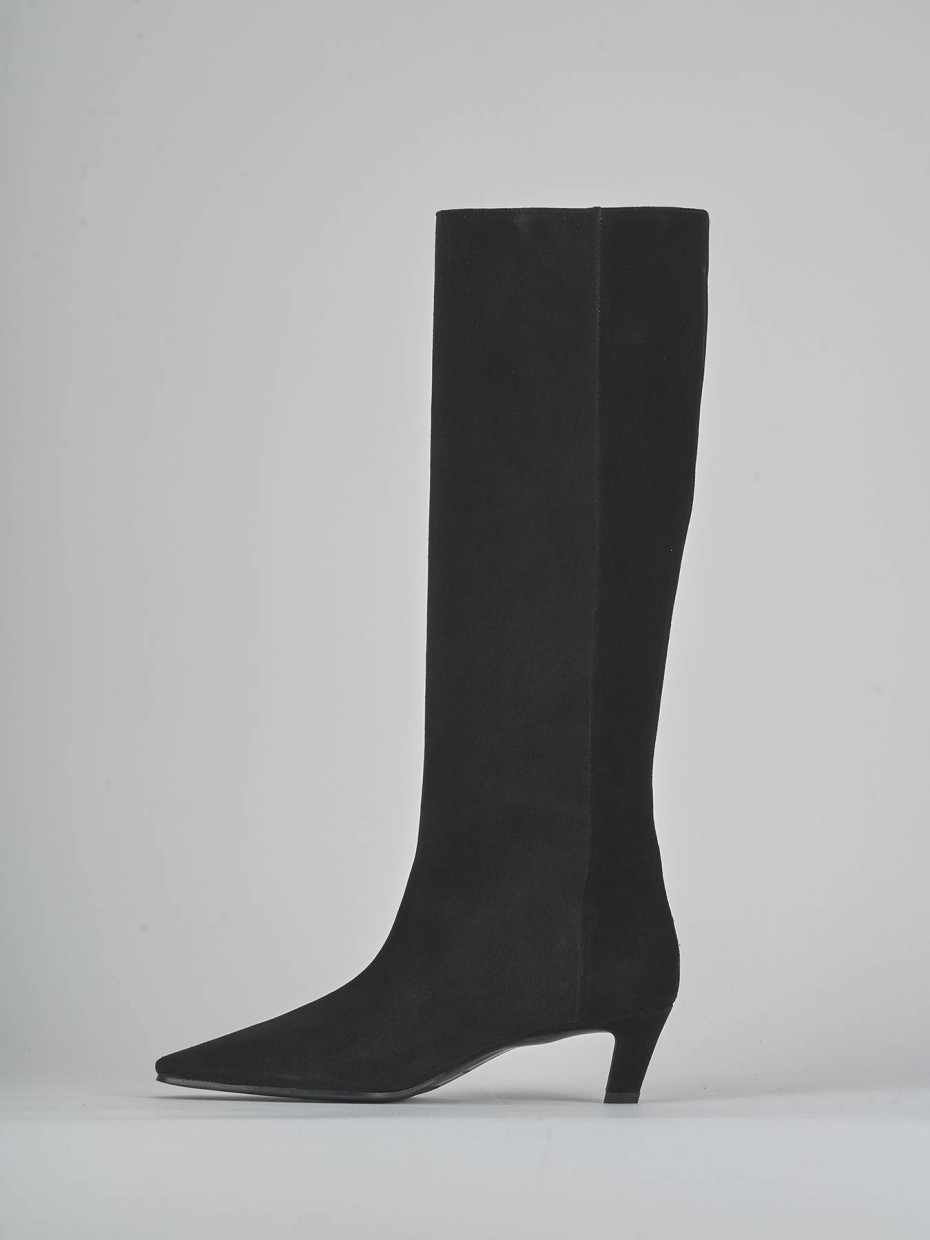 Botas de tacón alto tacón 5 cm negro ante