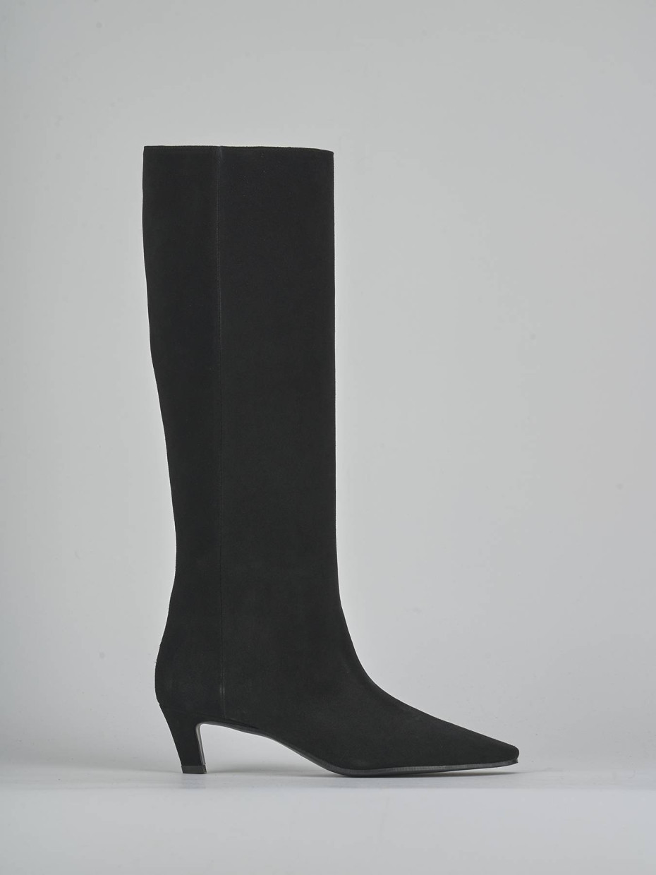 Botas de tacón alto tacón 5 cm negro ante