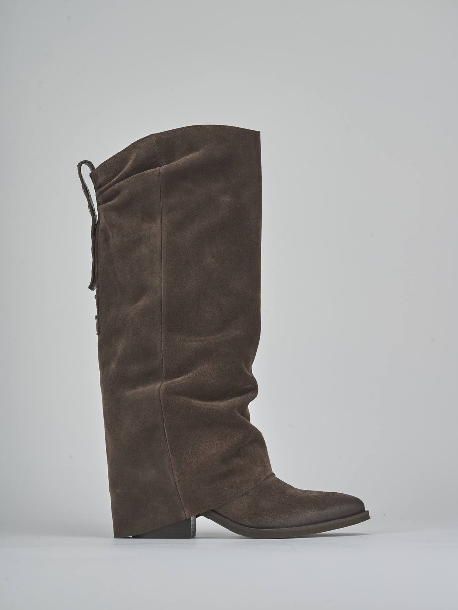 Stivali tacco 4cm camoscio testa