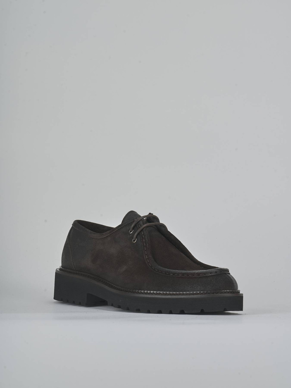 Lace-up shoes dark brown suede