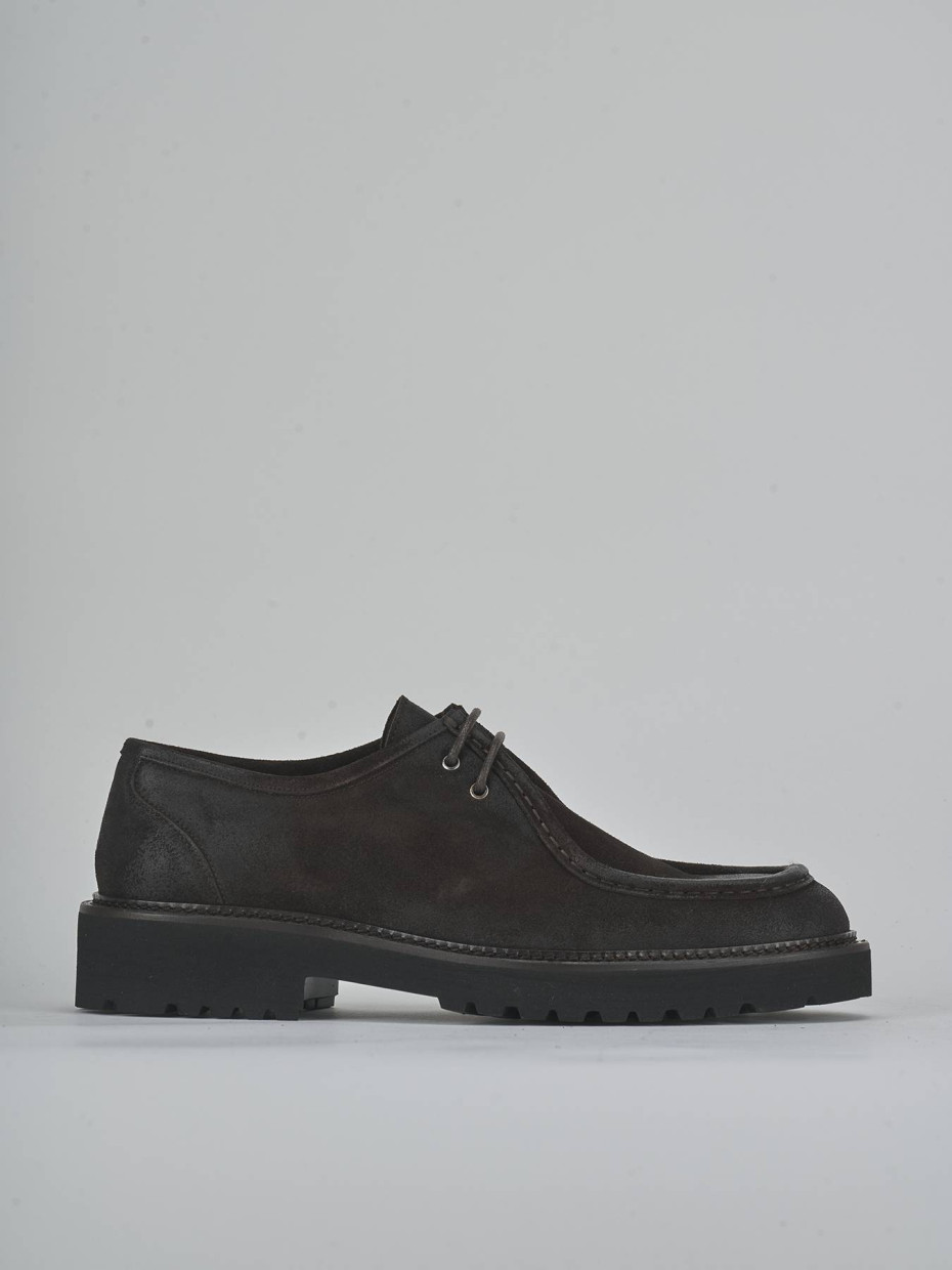Lace-up shoes dark brown suede