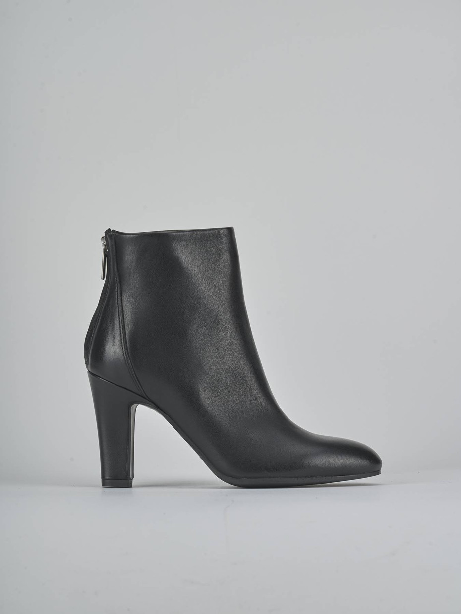 Botines de tacón alto tacón 9 cm negro cuero