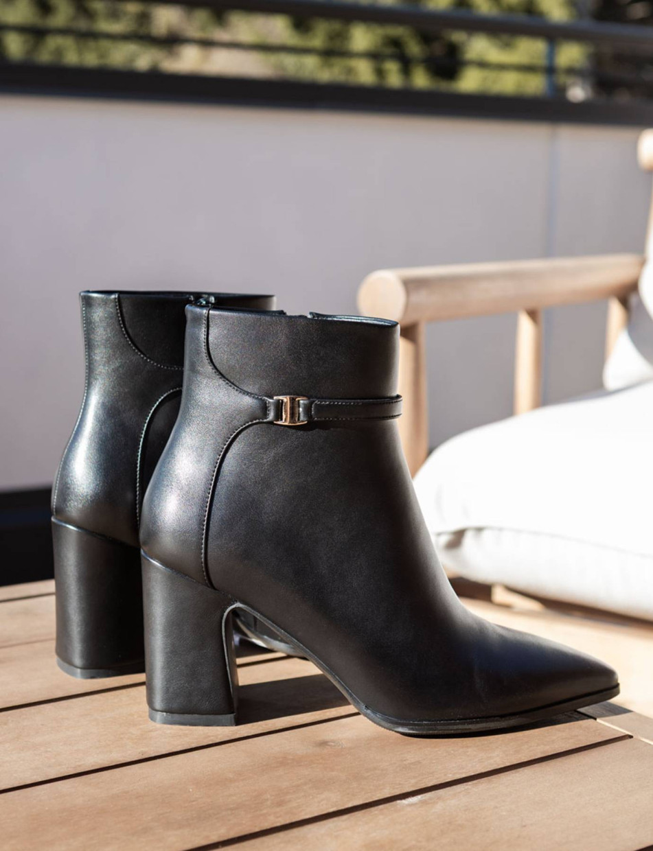 Stivaletti tacco 9cm pelle sostenibile nero